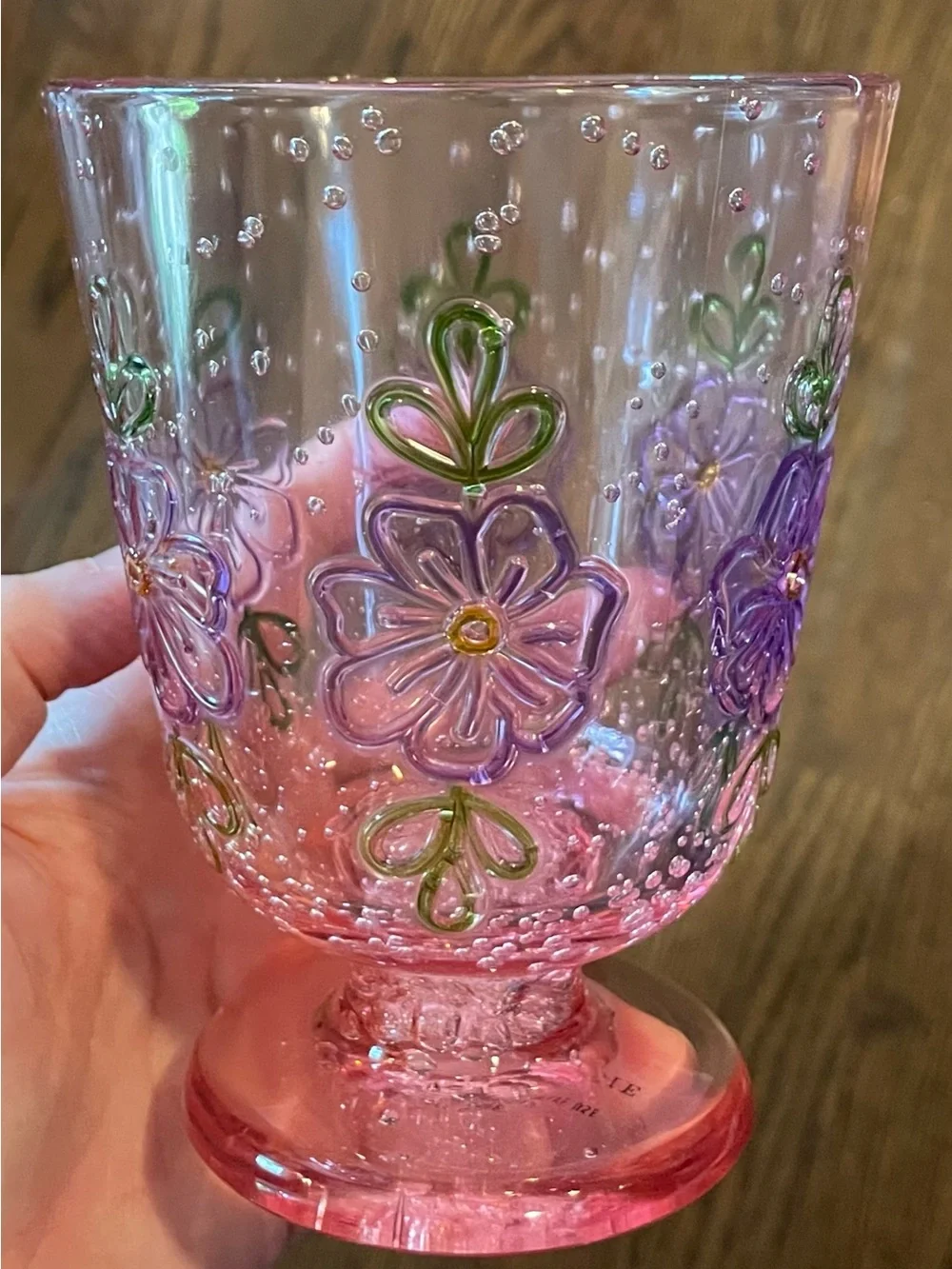 Set of 2 Anthropologie Pink Marta acrylic goblets glasses cups